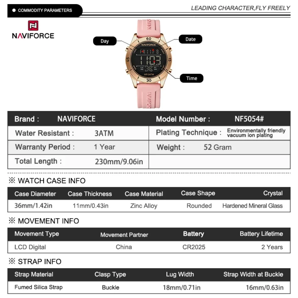 Часы NAVIFORCE для женщин, мод – обзор и цена Silicone Sport Band