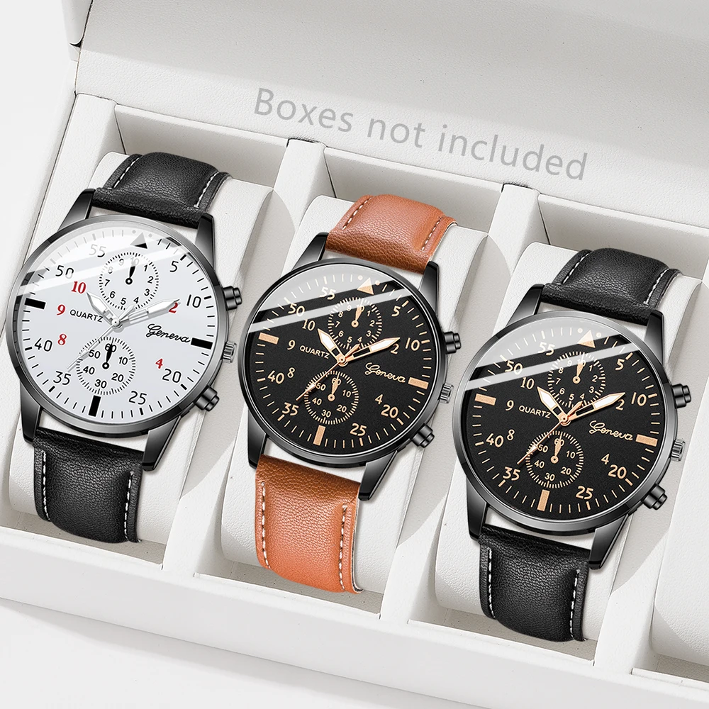 Набор из 3 мужских часов Genev – обзор и цена Smartwatch Vintage Watches For Men